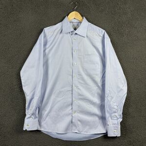 Eton Dress Shirt Mens 17 Blue Classic Fit Long Sleeve Spread Collar